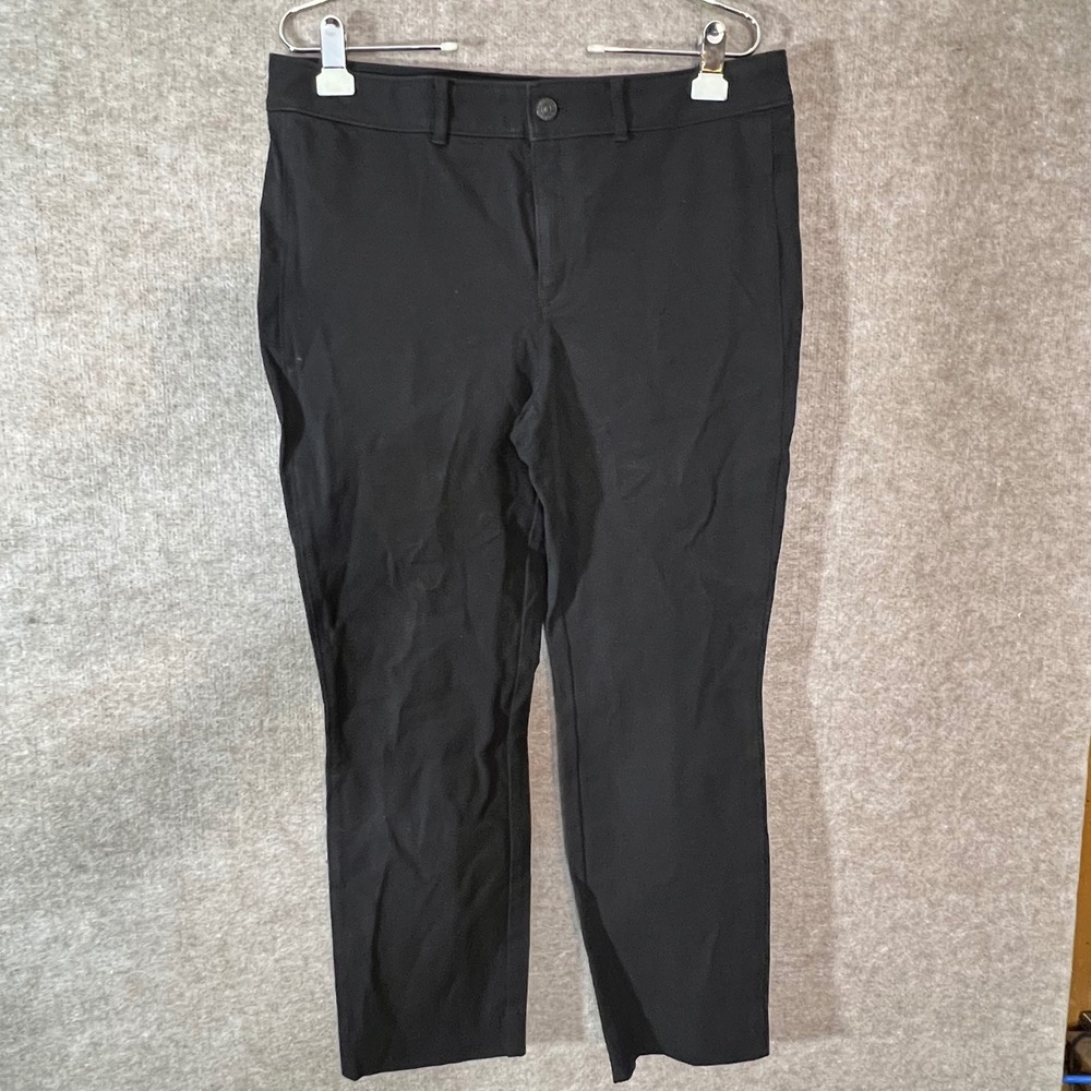 AYR The All Year Round Pant Women 31 Black Stretch Cotton Straight Leg Mid Rise